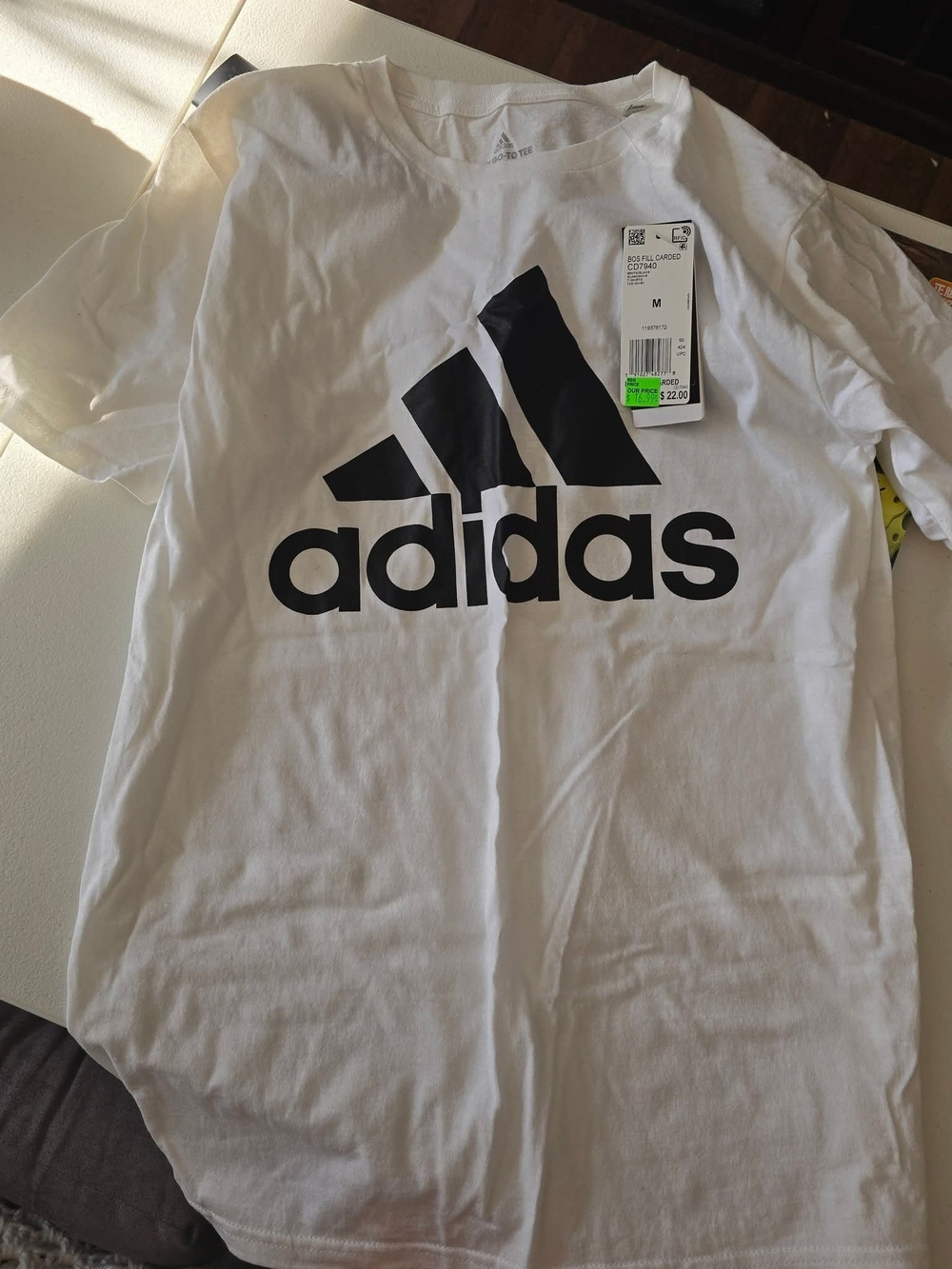 adidas White Tee with Black Logo